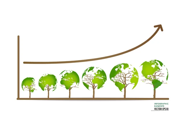 Concepto de economía verde: Gráfico de crecimiento del medio ambiente sostenible — Vector de stock