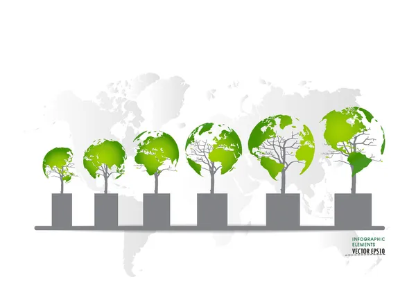 Groene economie concept: grafiek van groeiende duurzaam milieu — Stockvector