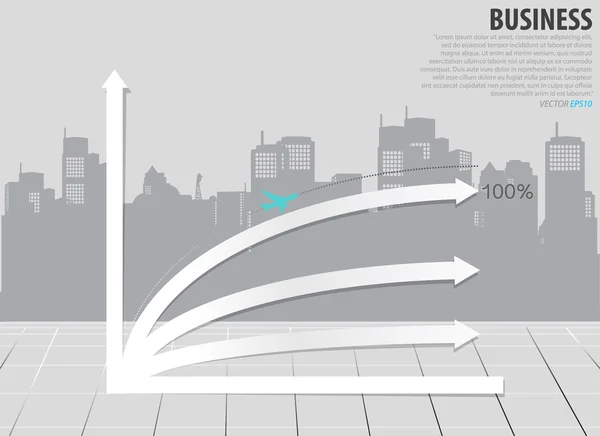 Growth chart with building background. Vector illustration. — Stock Vector