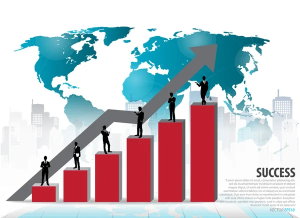 Businessman standing on graph. Vector illustration. — Stock Vector