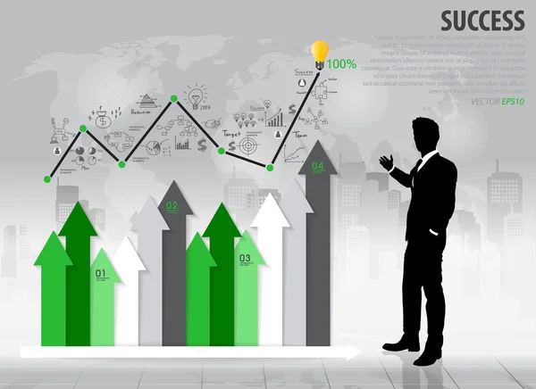 Zakenman weergegeven: groeimeter. vectorillustratie. — Stockvector