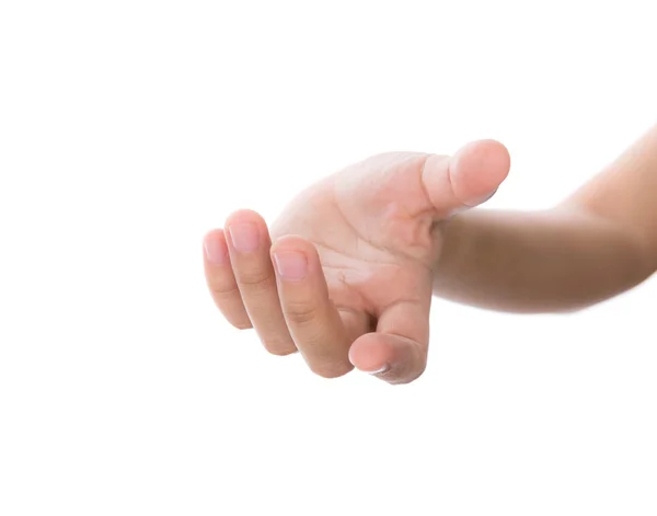 Bella mano donna tenuta isolata su sfondo bianco — Foto Stock