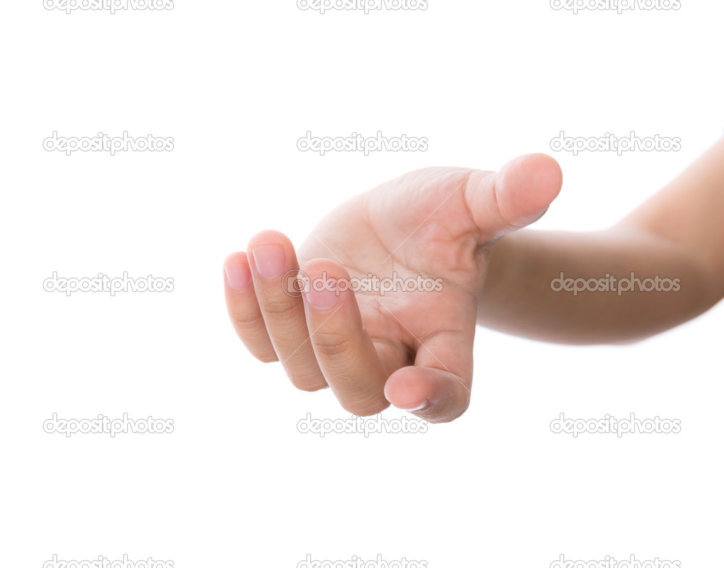 Beautiful woman hand holding isolated on white background