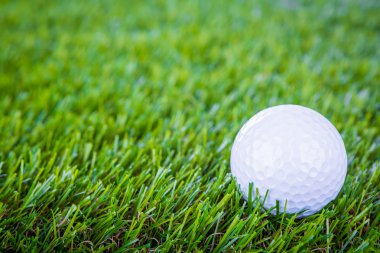 Yeşil çimlerin üzerinde golf topu