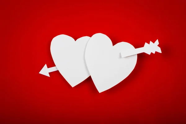 Paper heart shape symbol for Valentines day with copy space for — Stock Photo, Image