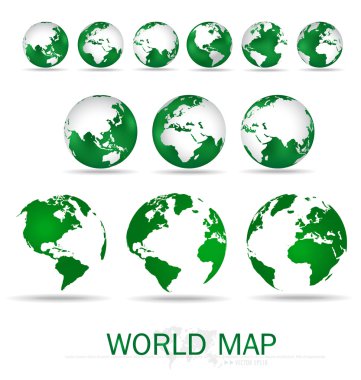 modern yeşil küre kümesi. vektör çizim.