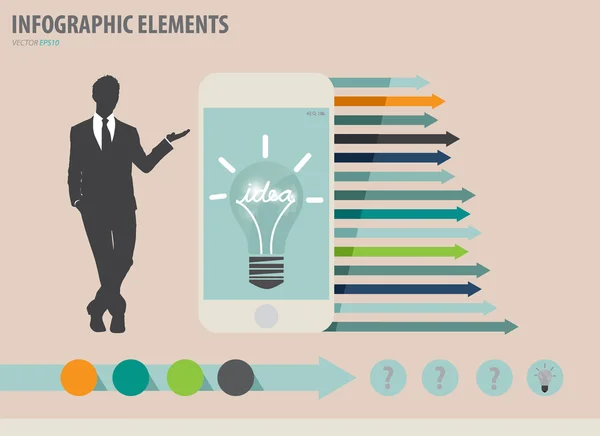 Infographic design template - Geschäftsmann zeigt Touchscreen de — Stockvektor