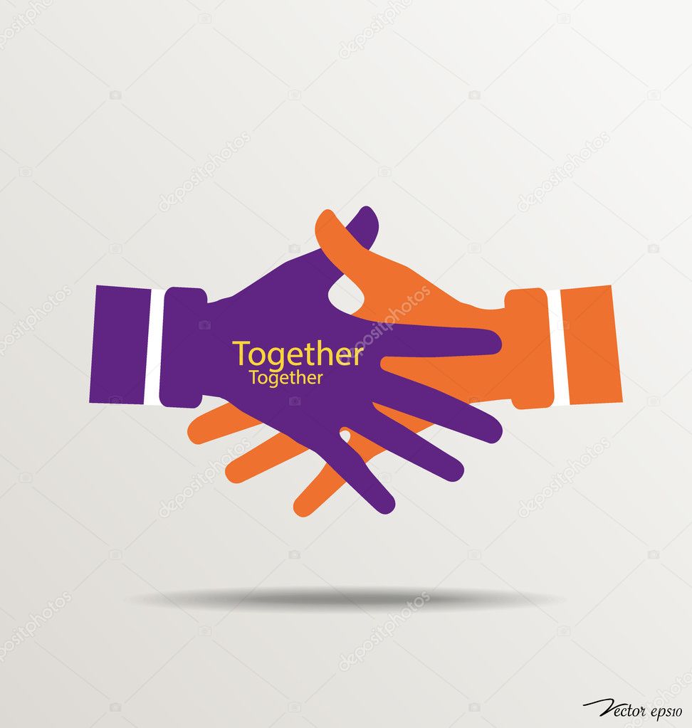 Handshake, Teamwork Hands Logo. Vector illustration.
