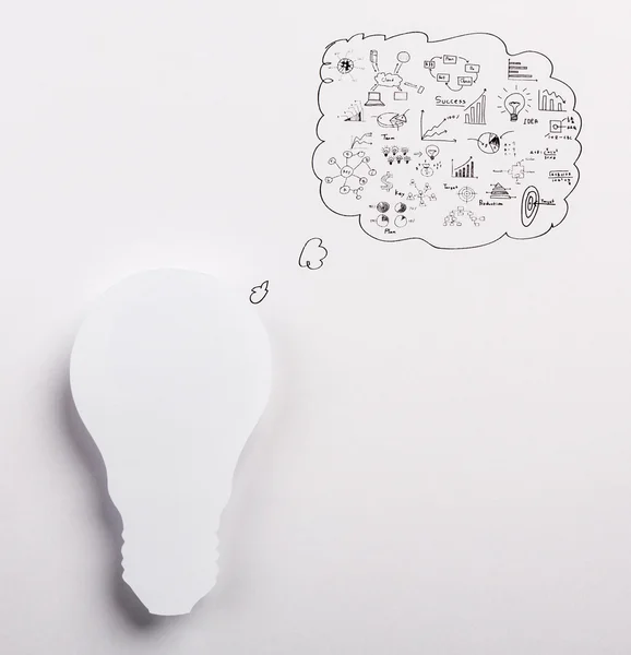 Paper Light bulb with drawing graph — Stock Photo, Image