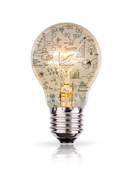 ampul ile izole üzerinde beyaz adam içinde grafik çizim