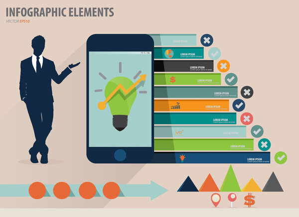 Графический дизайн искушает - бизнесмен показывает тачскрин
