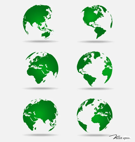 Set of modern globes. Vector Illustration. — Stock Vector