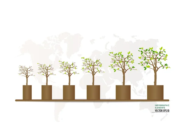 Concepto de economía verde: Gráfico de crecimiento del medio ambiente sostenible — Archivo Imágenes Vectoriales