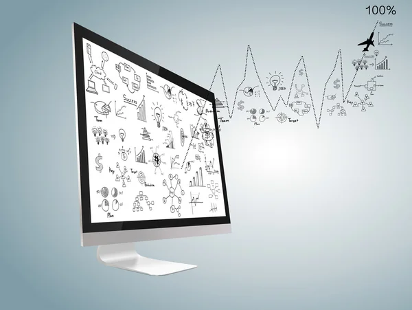 Computer display with drawing graph — Stock Photo, Image