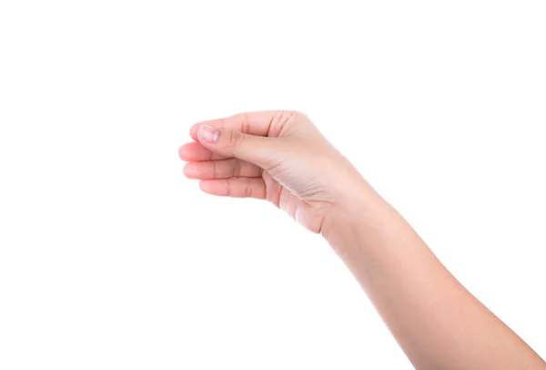 Las mujeres de la mano para mantener la tarjeta de visita, tarjeta de crédito, papel en blanco u oth — Foto de Stock