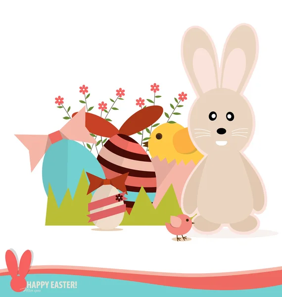 Easter eggs and flower. Vector illustration. — Stock Vector