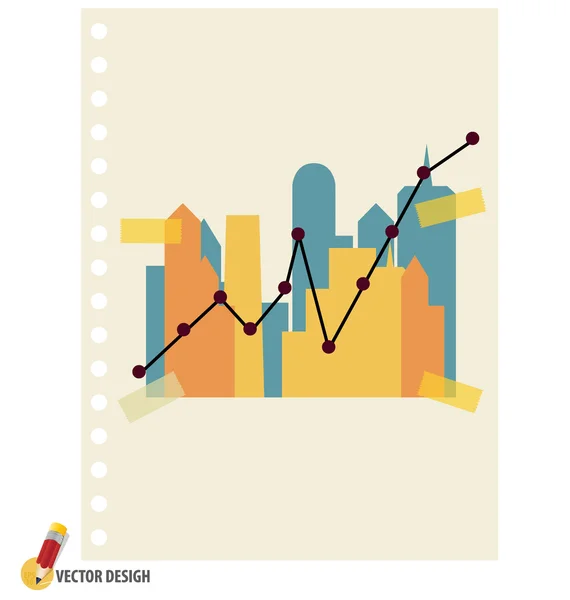 Edificio astratto con grafico. Illustrazione vettoriale . — Vettoriale Stock