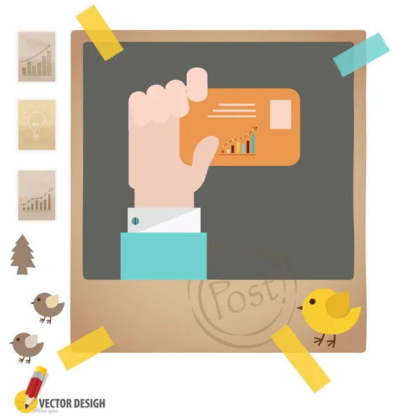 Hand som håller kreditkort, vektor illustration. — Stock vektor