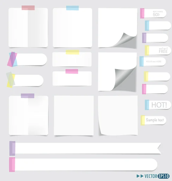様々 なメモ用紙、あなたのメッセージの準備ができてのコレクションです。ベクトル — ストックベクタ
