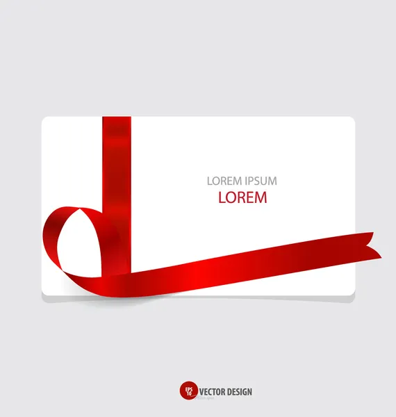 Tarjetas con lazos de regalo rojos y cintas rojas. Ilustración vectorial . — Vector de stock