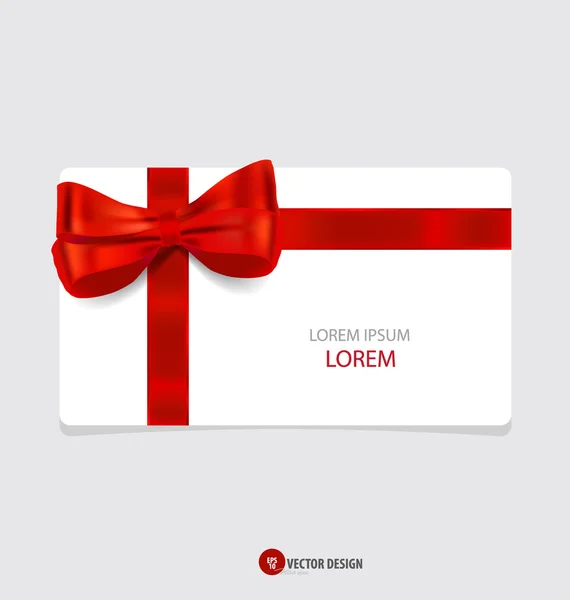 Tarjetas con lazos de regalo rojos y cintas rojas. Ilustración vectorial . — Archivo Imágenes Vectoriales