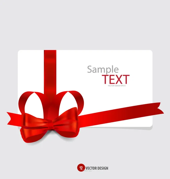 Kaarten met rode gift bogen en red linten. vectorillustratie. — Stockvector