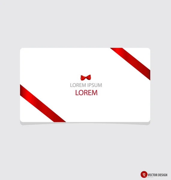 Tarjetas con lazos de regalo rojos y cintas rojas. Ilustración vectorial . — Vector de stock