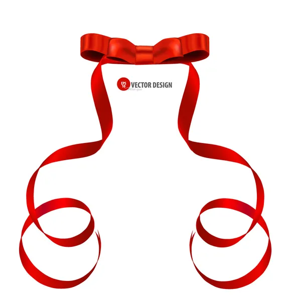 Cartes avec noeuds cadeaux rouges et rubans rouges. Illustration vectorielle . — Image vectorielle