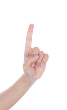 aşağı dokunmadan veya izole üzerinde beyaz backgr basarak gösteren bir el