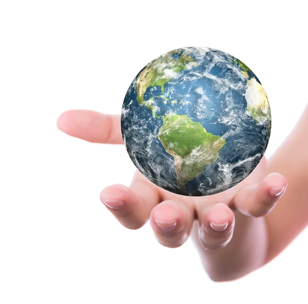 Hands with earth (Elements of this image furnished by NASA) — Stock Photo, Image