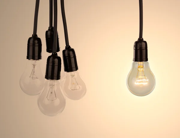 Hanging light bulbs — Stock Photo, Image