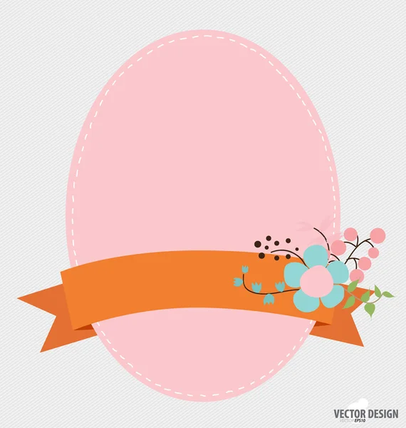 Notepaper with Floral bouquets and ribbon, vector illustration. — Stock Vector