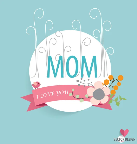 Happy Mothers's Day, heart paper with floral bouquets and ribbon — Stock Vector