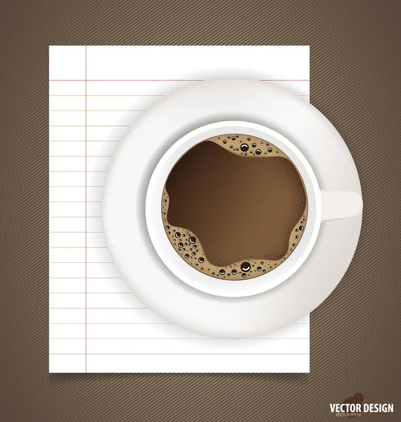 A cup of coffee with note papers, ready for your message. Vector — Stock Vector