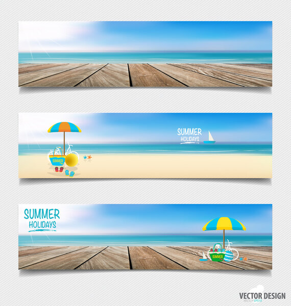 Summer holiday background on note paper. Vector illustration.