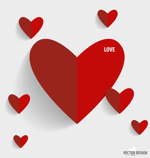 Feliz día de San Valentín, corazones de papel. Ilustración vectorial . — Vector de stock