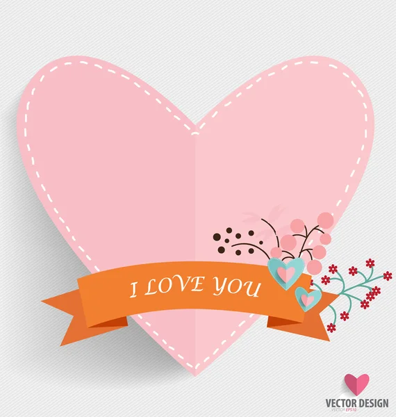 Floral bouquets with ribbon and heart, vector illustration. — Stock Vector