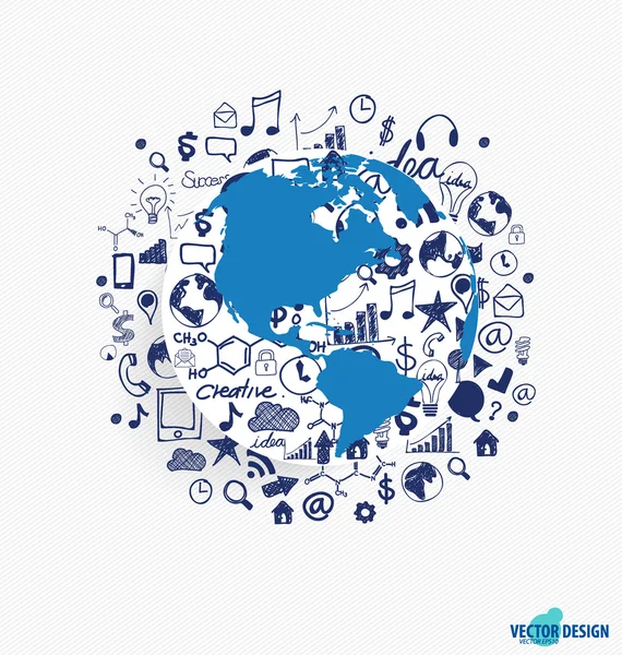 Globo mundial moderno com ícone de aplicação, design de modelo moderno — Vetor de Stock