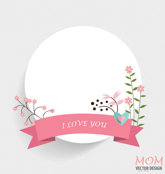 Notepaper with Floral bouquets and ribbon, vector illustration. — Stock Vector
