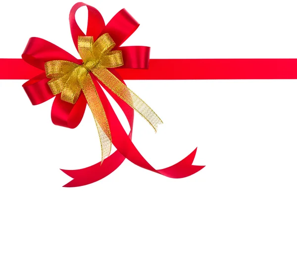 Shiny red ribbon on white background with copy space. — Stock Photo, Image