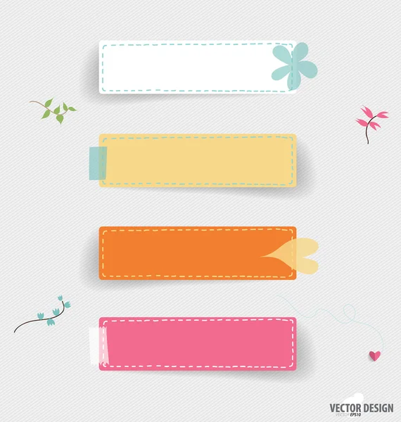 Papiers à lettres mignons, prêts pour votre message. Illustration vectorielle . — Image vectorielle