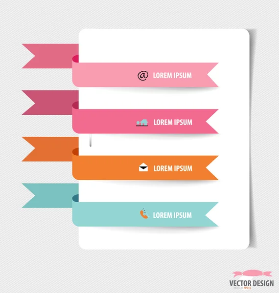 Moderne ontwerpsjabloon papier met linten, infographics backg — Stockvector