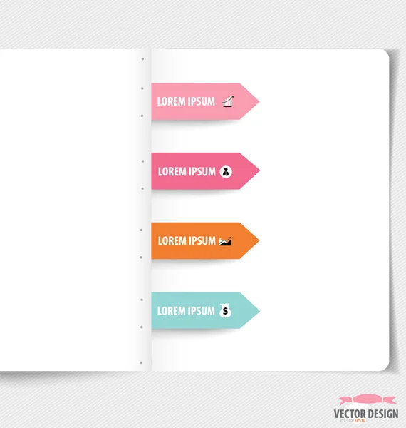 Moderne Design-Vorlage. Notizbuch mit Bändern, Infografik rückseitig — Stockvektor