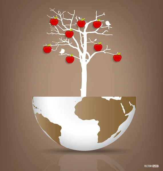Abstract tree on a deforested globe. Vector illustration. — Stock Vector