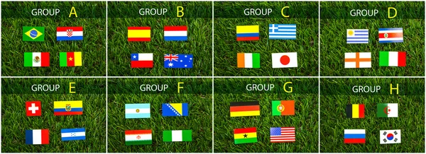 Флаги на траве для чемпионата мира по футболу 2014 — стоковое фото