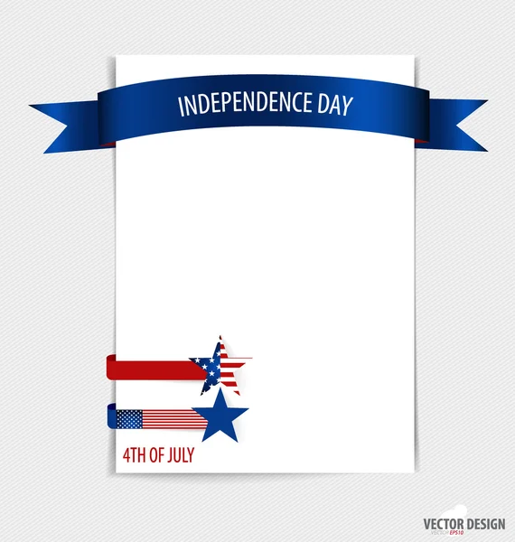 Livre blanc avec ruban. 4 juillet, Joyeuse fête de l'indépendance Uni — Image vectorielle