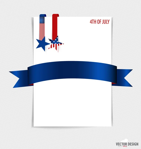 White paper with ribbon. 4th of July, Happy independence day Uni — Stock Vector