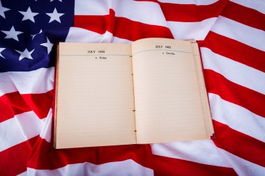 Amerikan bayrağı Vintage açık kitap