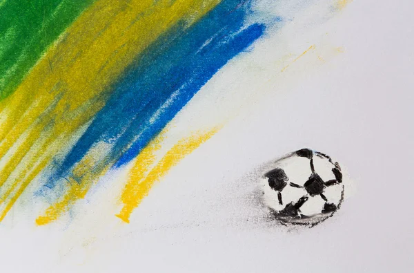 Painting of Brazil flag and soccer ball — Stock Photo, Image