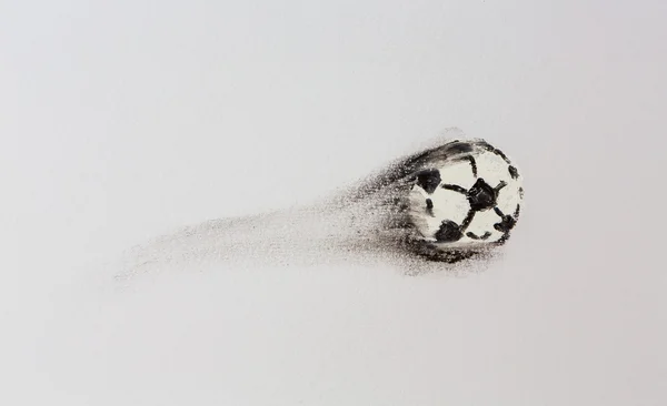 Pintura de uma bola de futebol em papel branco — Fotografia de Stock